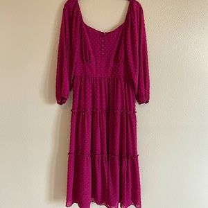 JCrew tiered long sleeve midi dress in Swiss dot Size 8